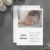 Carte Elegant and Refined Photo Birth Announcement Card