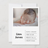 Carte Elegant and Refined Photo Birth Announcement Card (Devant)