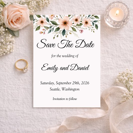 Carte Elegant Anemone Wildflower Save the Date Card