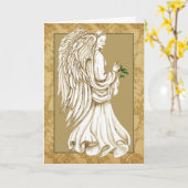 Carte Élégant ange de Noël d'or religieux (Fleur jaune)