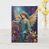 Carte Élégant ange de Noël floral personnalisé (Fleur jaune)