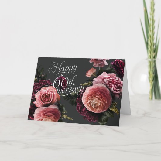 Carte Élégant anniversaire floral-60e Mariage (Devant)