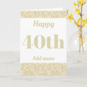 Carte Elégant anniversaire heureux personnalisé 40e (Fleur jaune)