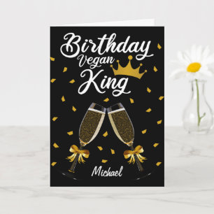 Carte Elégant anniversaire Vegan King Gold et Black