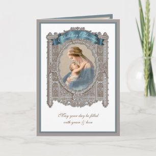 Carte Élégant Anniversaire Vierge Marie Jésus Vintage