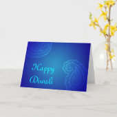 Carte Elegant Aqua Blue Paisley Happy Diwali (Fleur jaune)