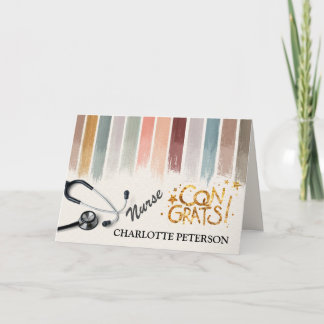 Carte Élégant Aquarelle Brush Stroke Nurse Graduation