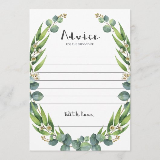 Carte Elégant Aquarelle Eucalyptus Conseils pour mariée (Devant)