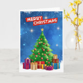 Carte Élégant arbre de Noël tendance non photo plié (Fleur jaune)