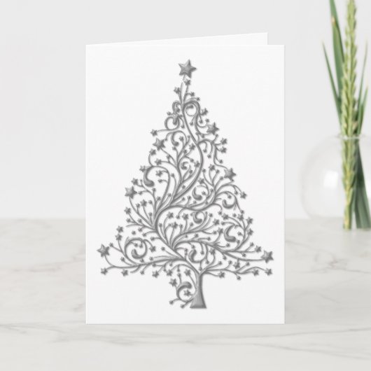 Carte Élégant Arbre métallique Noël (Devant)