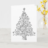 Carte Élégant Arbre métallique Noël (Fleur jaune)