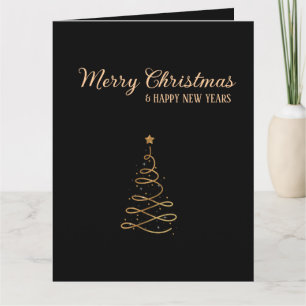 Carte Elégant Arbres de Noël en or et noir