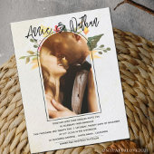 Carte Élégant Arc Floral Script Mariage photo romantique