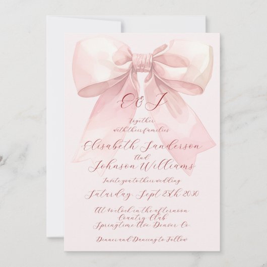 Carte Elégant arc romantique pastel mariage rose (Devant)