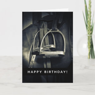 Carte Élégant Argent Stirrups Joyeux anniversaire