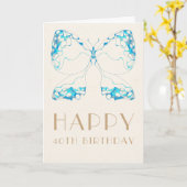 Carte Elégant Art Déco Whimsical Blue Butterfly Annivers (Fleur jaune)