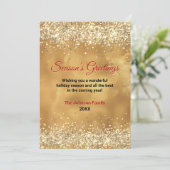 Carte Elégant art du marbre d'or rouge Noël Nouvel An (Debout devant)