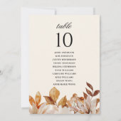 Carte Élégant automne Floral Mariage Numéros de tableau (Dos)