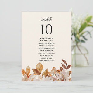 Carte Élégant automne Floral Mariage Numéros de tableau