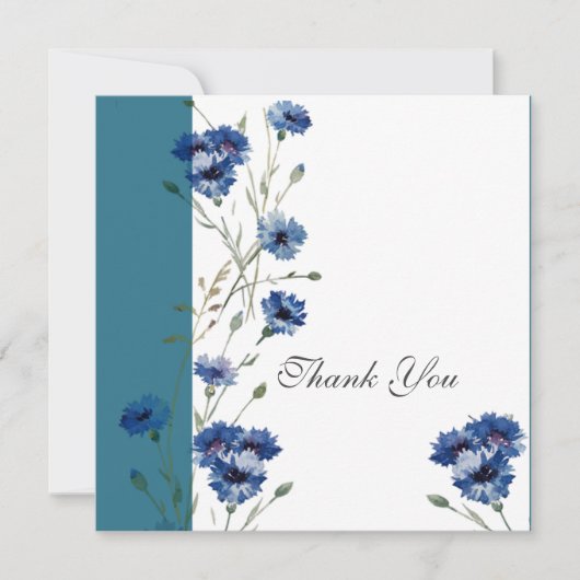 Carte Élégant avec des fleurs bleues (Devant)