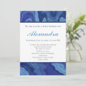 Carte Élégant Baby shower Agate en marbre bleu (Debout devant)