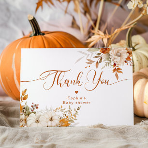 Carte Elégant baby shower d'automne merci