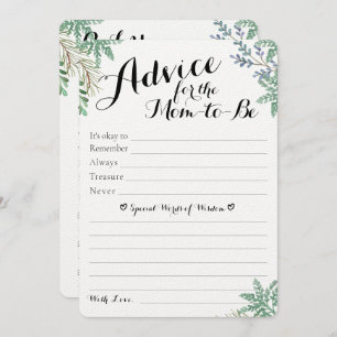 Carte Elégant Baby shower de verdure Prédictions et cons