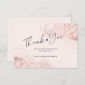 Carte Elégant baby shower rose en or blush Merci (Devant / Derrière)