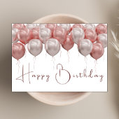 Carte Élégant Ballons rose Script moderne Joyeux anniver
