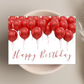 Carte Élégant Ballons rouges Script moderne Joyeux anniv