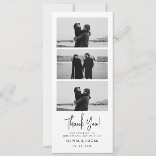 Carte Élégant Bande Photo Mariage chic Merci