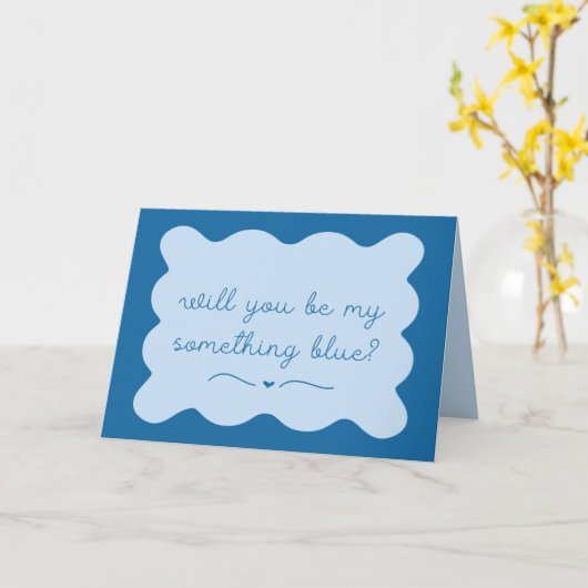 Carte Elegant Be My Quelque Chose Bleu Chic Wavy manuscr (Fleur jaune)