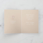 Carte Elégant beige confirmation nom croix florale (Intérieur)