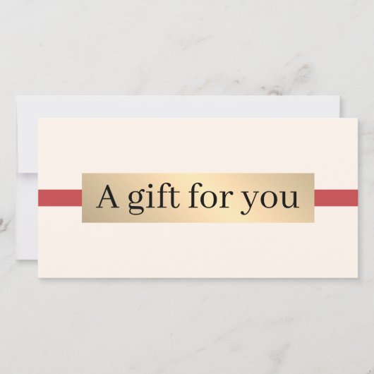 Carte Elégant Beige Rouge Faux Golden Holiday Beauté (Devant)