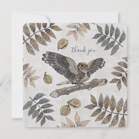 Carte Elegant Bird nature merci avec signature (Devant)