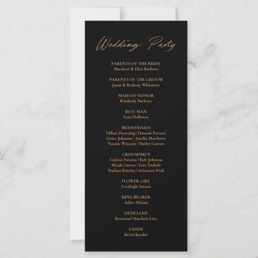 Carte Elégant Birds Black and Gold Wedding Program (Dos)
