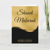 Carte Elegant Black and Gold Damask Shaadi Mubarak (Devant)