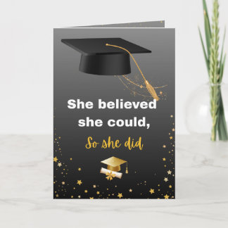 Carte Elegant Black and Gold Graduation