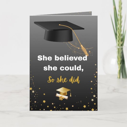 Carte Elegant Black and Gold Graduation (Devant)