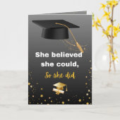 Carte Elegant Black and Gold Graduation (Fleur jaune)