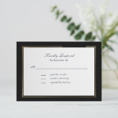 Carte Elegant Black Background Gold Frame RSVP (Debout devant)