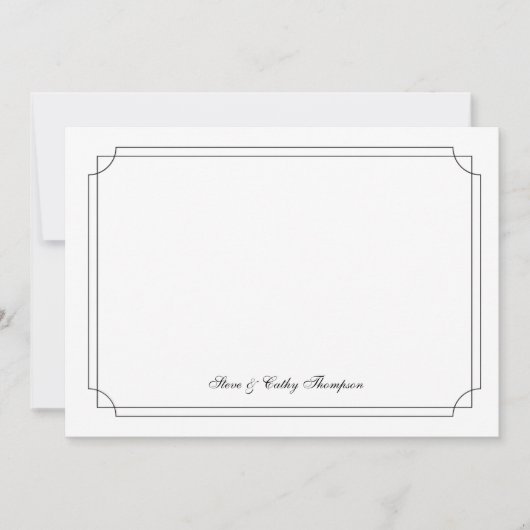 Carte Elegant Black Border on White Custom Notecard (Devant)
