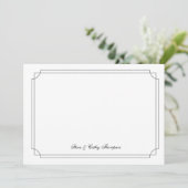 Carte Elegant Black Border on White Custom Notecard (Debout devant)