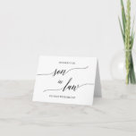Carte Elegant Black Calligraphy To Our Son In Law<br><div class="desc">This elegant black calligraphy to son in law card is perfect for a simple wedding. The neutral design features a minimalist card decorated with romantic and whimsical typography.</div>