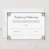 Carte Élégant Black Frame Certificat d'authenticité (Devant)