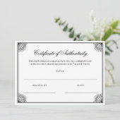 Carte Élégant Black Frame Certificat d'authenticité (Debout devant)