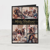 Carte Elégant Black Gold 5 Photo Collage Noël (Devant)