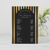 Carte Elegant Black & Gold Lashes Hair Spa Price List (Debout devant)