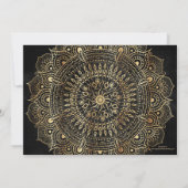 Carte Elégant Black Gold Mandala Floral Design (Dos)