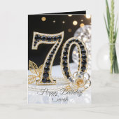 Carte Elegant Black Gold Onyx Pearl 70th Birthday (Devant)